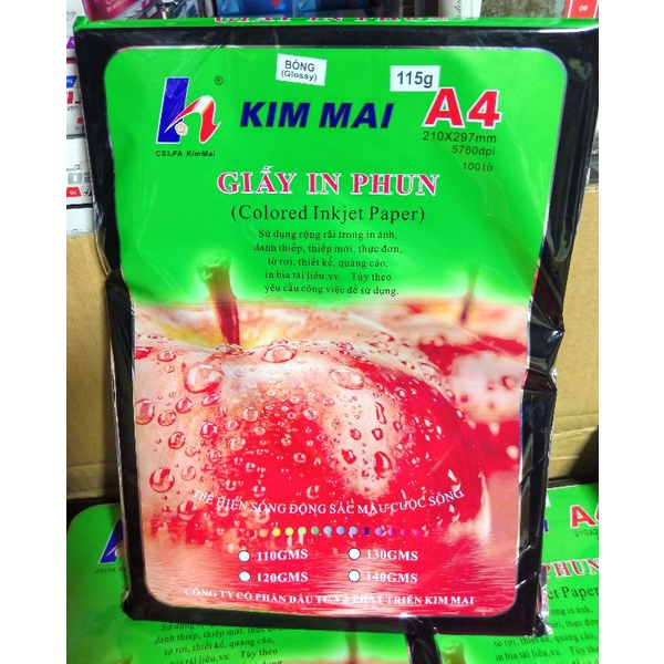 Giấy in ảnh Kim Mai - Giấy in phun bóng A4 định lượng 115gsm, 135gsm,160gsm, 200gsm...300gsm
