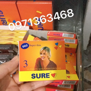 Hộp 3 cái bao cao su Sure
