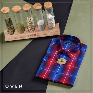 (Giảm giá) Áo sơ mi ngắn tay Owen vải sợi sen BA90774 - áo sơ mi nam ngắn tay  Owen