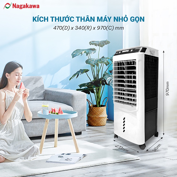 Quạt điều hòa hơi nước Nagakawa NFC777 (21L) - Đảo gió 4 chiều - Đá khô đi kèm - Bảo hành 12 tháng