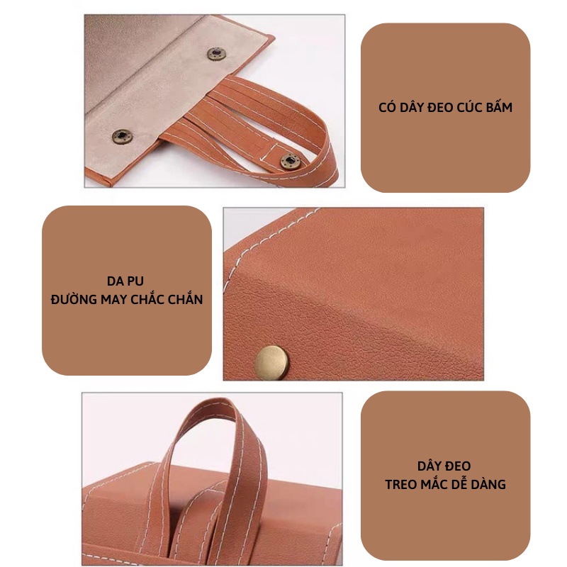 Hộp đựng mắt kính nhiều ngăn  tiện lợi đa năng bằng da PU Miibooshi P.283.DE