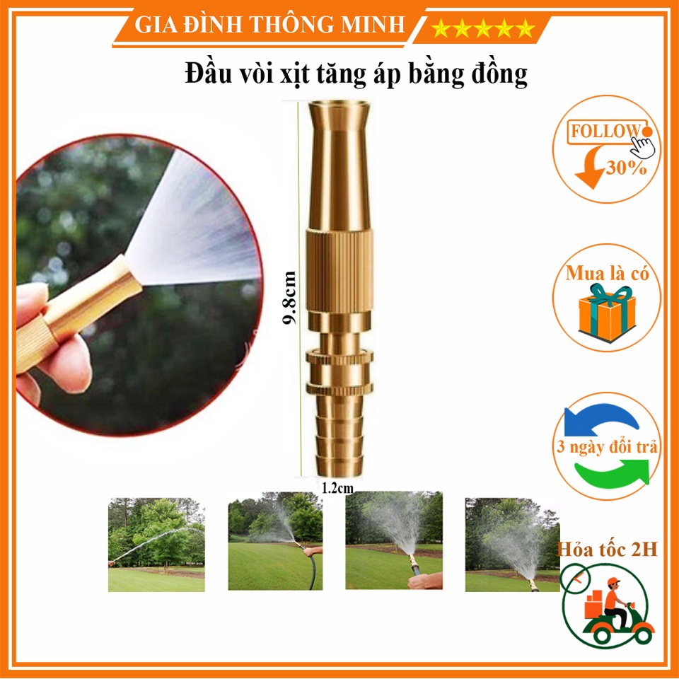 (𝗚𝗶𝗮́ 𝗦𝗶̉) Đầu Vòi Tăng Áp, Xịt Rửa Xe - Tưới Cây Thau Có Điều Chỉnh Tắt Mở, Áp Lực Nước Tăng Mạnh dễ sử dụng
