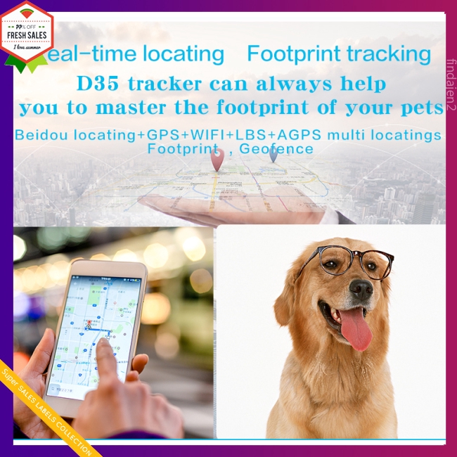 D35 Pet GPS GSM Tracker Dog Cat Real-time Tracking Collar Security Finder Locator