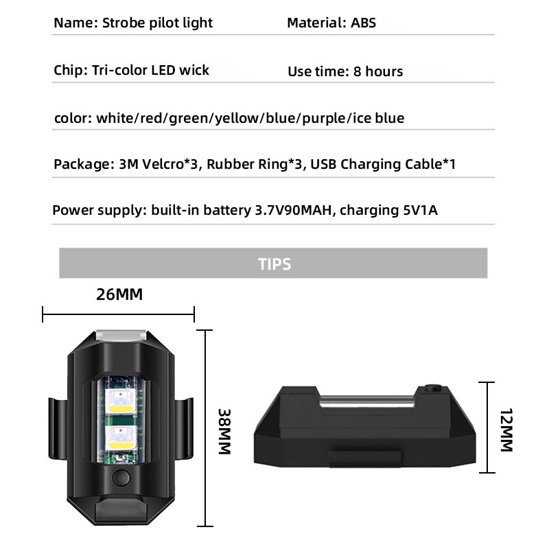 Đèn Led RGB Sạc USB Cảnh Báo An Toàn Gắn Đuôi Xe Máy / Xe Đạp Leo Núi