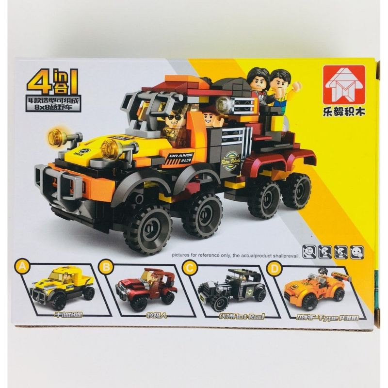 Lego lắp ráp ô tô Racing 4in1 có thể liên hoàn thành xe zip