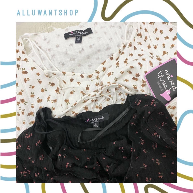 Set Áo dây + Khoác cột ngực hoa Mixed Threads hàng XK