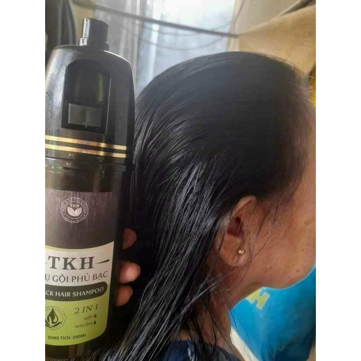Dầu gội phủ bạc phủ nâu TKH, dầu gội đầu nhuộm tóc màu nâu hạt dẻ, màu đen tại nhà, kèm lược Trần Kim Huyền TKH228