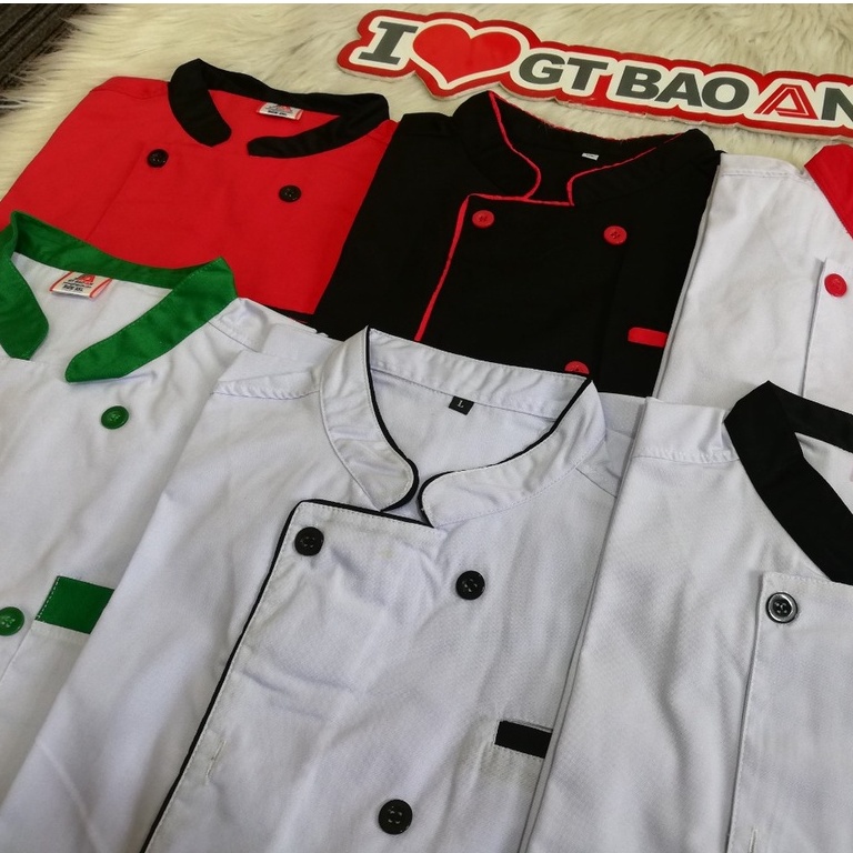 Áo Bếp Trưởng Ngắn Tay Màu Đen Cho Nhân Viên Nhà Hàng Nam Và Nữ