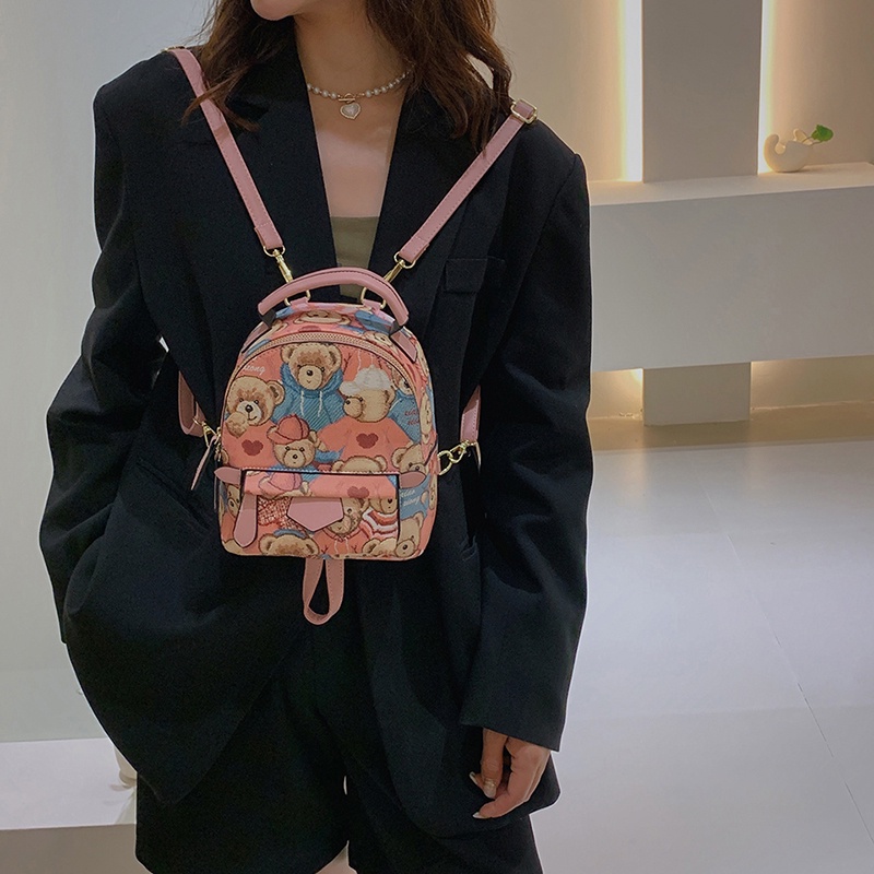 Ba Lô Da Mềm Mini Hình Gấu Dễ Thương Cho Nữ