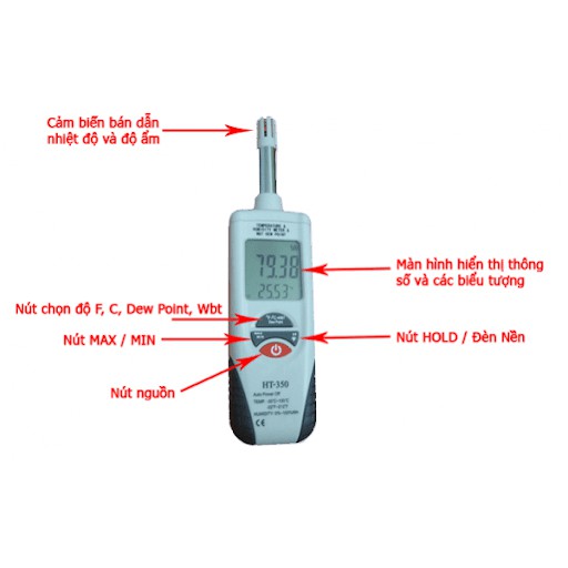 Máy đo nhiệt độ, độ ẩm không khí cầm tay HT350