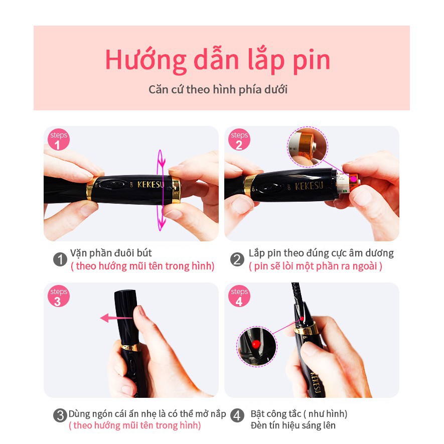 Máy uốn mi nhiệt dùng pin nhỏ gọn và tiện lợi kèm pin