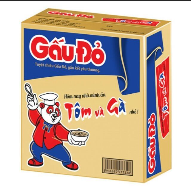 Mì gấu đỏ tôm và gà Thùng 30 gói x 64g