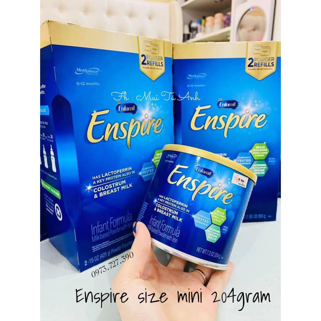 Sữa bột Enfamil Enspire size mini 204gr & hộp nhựa 581gram