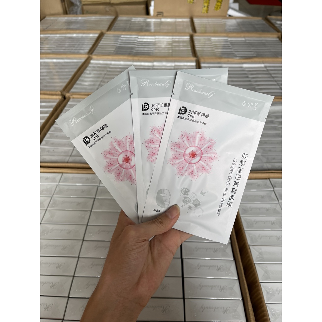 MẶT NẠ YẾN TƯƠI COLLAGEN ROSEBEAUTY - MẪU MỚI 2022