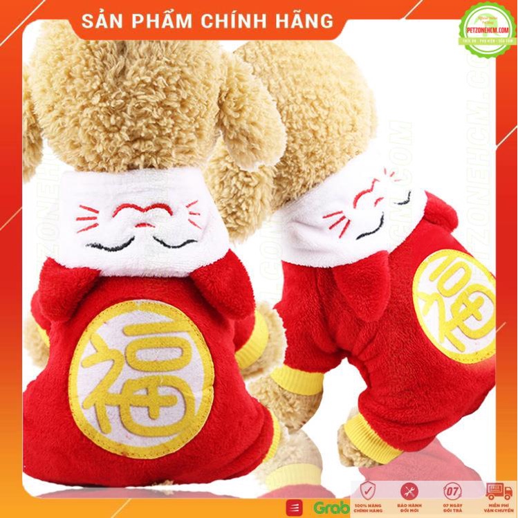 Áo cho chó ngày tết FREESHIP áo cho mèo in hình đồng tiền vải lông 4 chân, thiết kế áo mùa đông cho chó mèo
