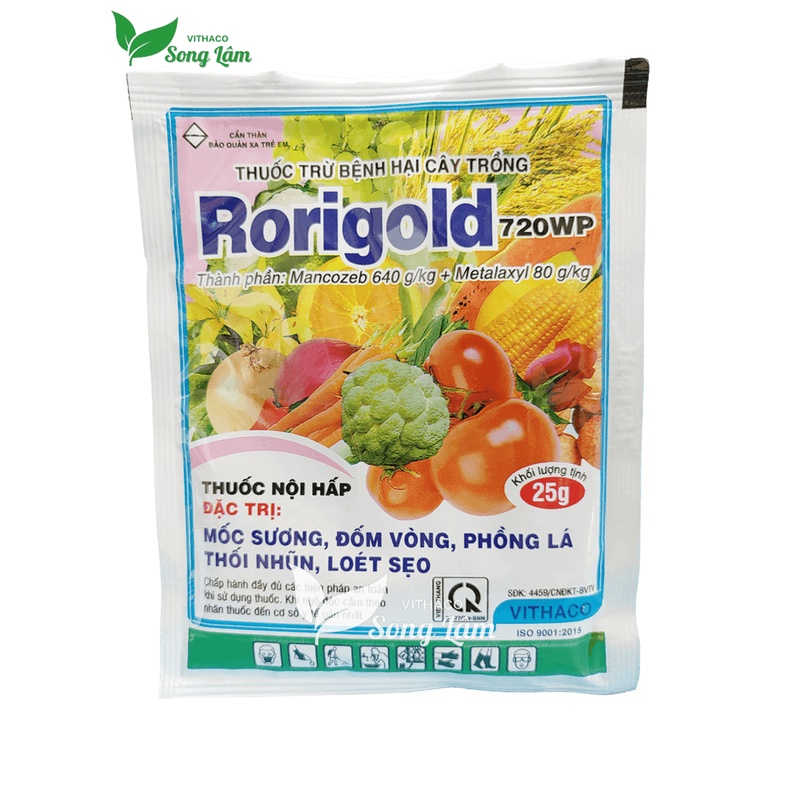 Chế phẩm trừ bệnh sương mai, phấn trắng cho rau màu, hoa kiểng, cây ăn quả Rorigold 720WP