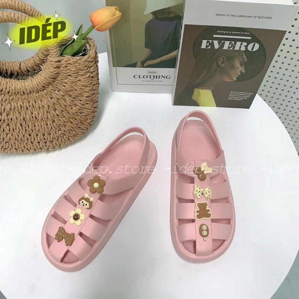 𝐢𝐃É𝐏 𝐆𝐋𝟎𝟖𝟎 Dép bánh mì sandal ngư dân nữ đế 3.0cm EVA siêu nhẹ TẶNG bộ sticker cute đi mưa mùa hè (Trắng kem)