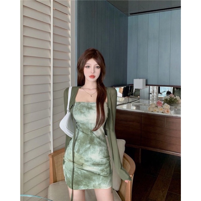 Set đầm body khoác loang