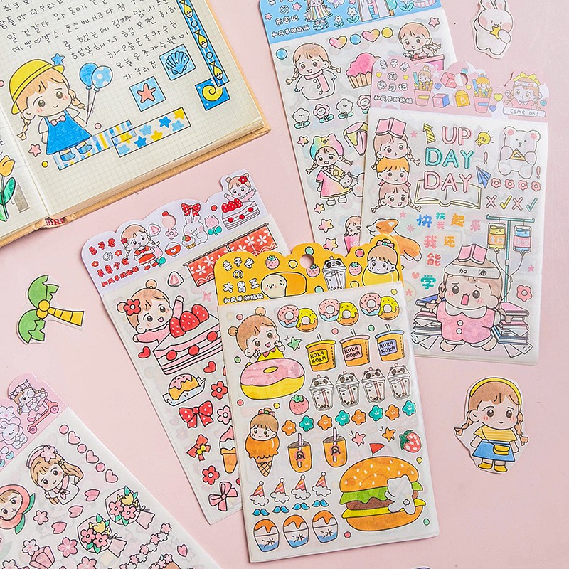 Set 4 Tấm Sticker Hoạt Hình Xinh Xắn