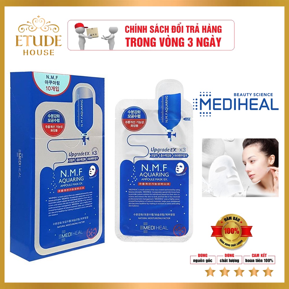 Mặt Nạ Cấp Ẩm, Kiềm Dầu, Se Khít Lỗ Chân Lông Mediheal N.M.F Aquaring Ampoule Mask 25ml