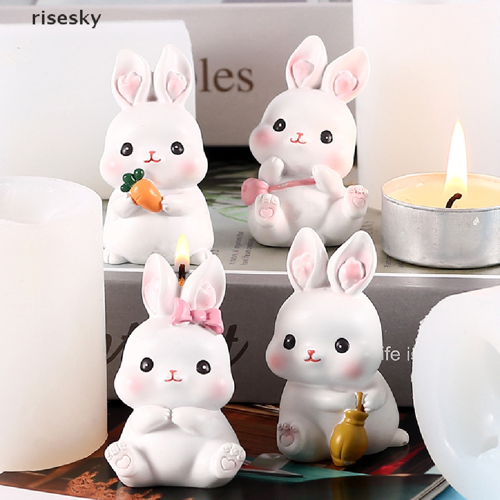 Khuôn Silicone Làm Bánh / Xà Phòng Hình Thỏ 3D DIY ♨Trên đó