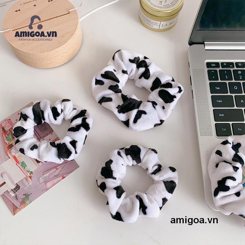 ✨✨Dây Buộc Tóc Vải Kiểu  Họa Tiết Bò Sữa Dễ Thương