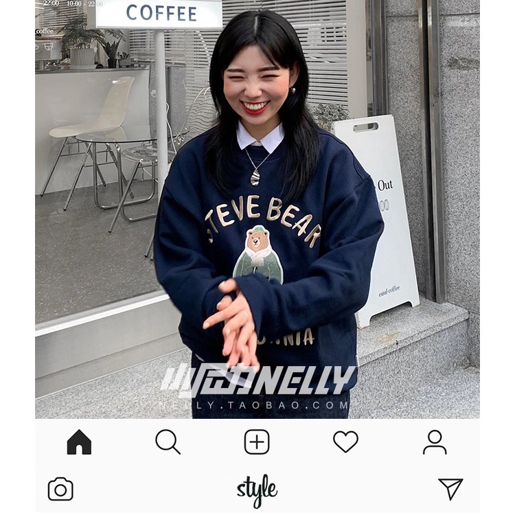 [FREESHIP](CÓ SẴN) HÀNG CHÍNH HÃNG Áo sweater NELLYHEYBIG unisex,HOODIE dáng rộng hoạ tiết đơn giản mã THYL1273AX.