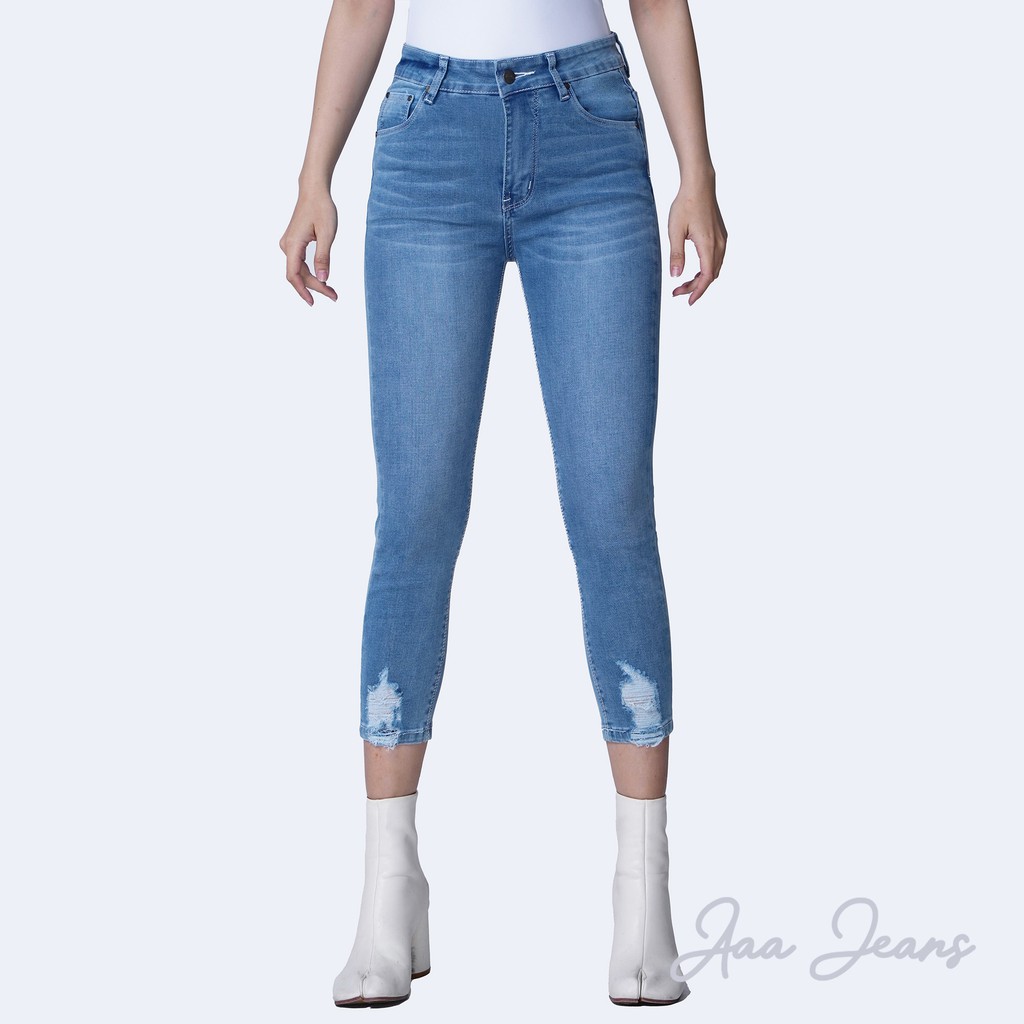 Quần Jean Nữ Lửng Aaa Jeans Skinny Lưng Cao Nhiều Màu