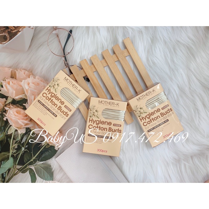 Bông ngoáy tai Tăm Bông Sơ Sinh 1 Đầu Xoắn Mother-K Hàn Quốc