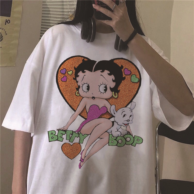 Áo thun nữ tay ngắn in hình Betty Boop thời trang trẻ trung