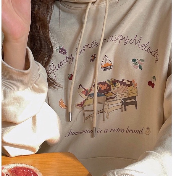 Áo Khoác Hoodie Nỉ MELODY Nũ Form Rộng Unisex Ulzzang