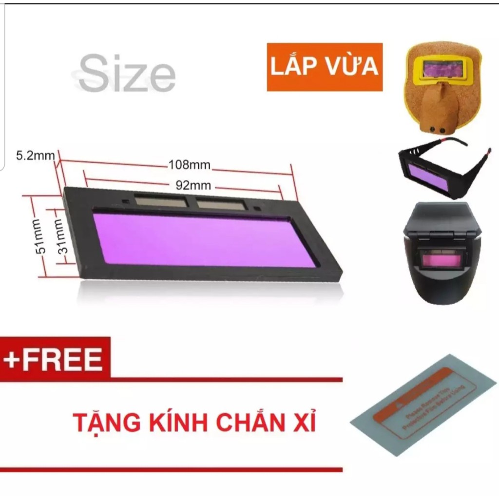 mắt kính hàn điện tử tặng tấm chắn xỉ