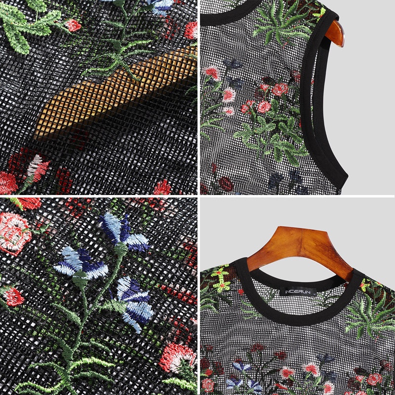 Áo Tank Top Thêu Hoa Thời Trang Đi Biển Cho Nam