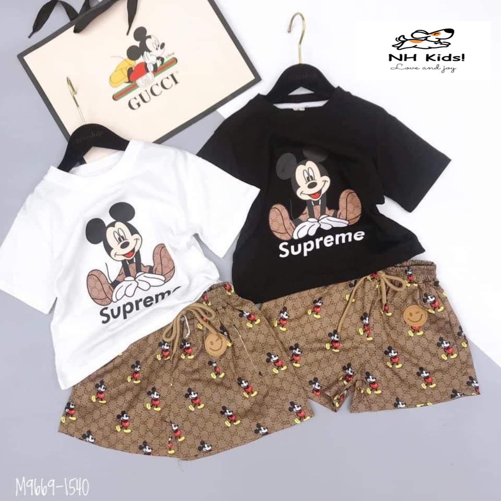 Bộ chuột mickey cộc tay cho bé gái - N&H kids