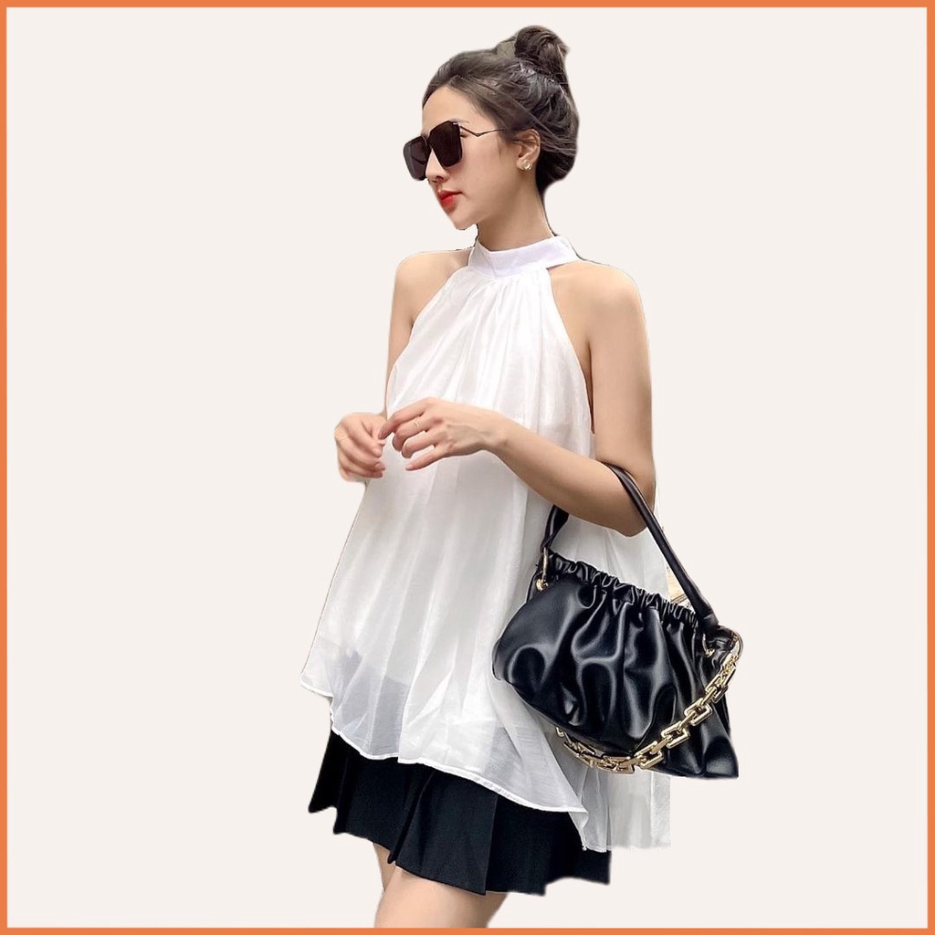 Áo hở vai dáng suông chất tơ A-YS
