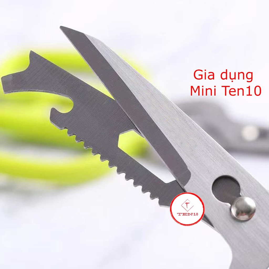 Kéo nhà bếp cắt gà đồ ăn Nhật Bản 10 chức năng bằng thép không gỉ cao cấp có thể tháo rời mở nắp chai, tua vit, Cờ lê