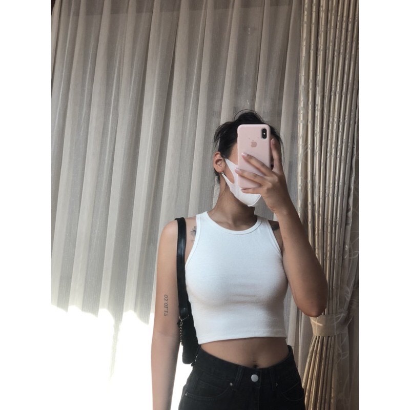 Áo Croptop Ba Lỗ Nữ ngược Trơn Ôm Body Chất Tốt, Áo CRT Kiểu nữ ôm thun gân mềm mát
