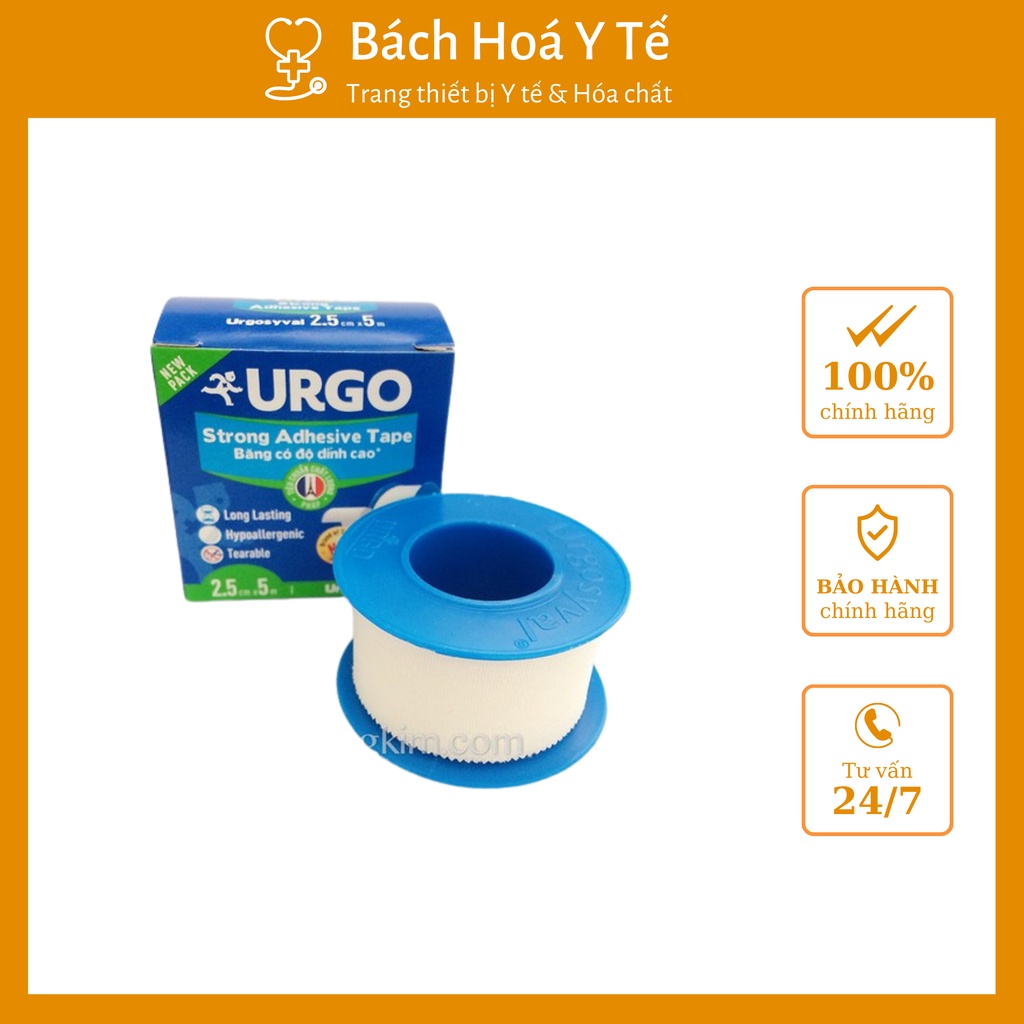 Băng keo lụa Urgo, có độ dính cao, sản xuất tại Thái Lan, 2.5x5 cm