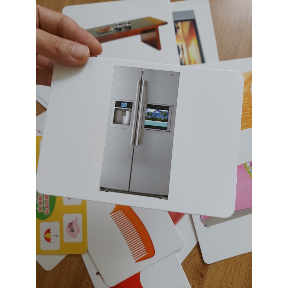Thẻ học thông minh kích thước lớn 12x16cm chủ đề Đồ dùng trong nhà -  Flashcard TGXQ Glenn doman chuẩn
