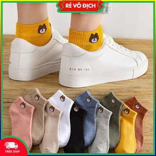 Tất gấu xinh brown ulzzang dễ thương siêu hot ❤️ tất nữ cổ ngắn