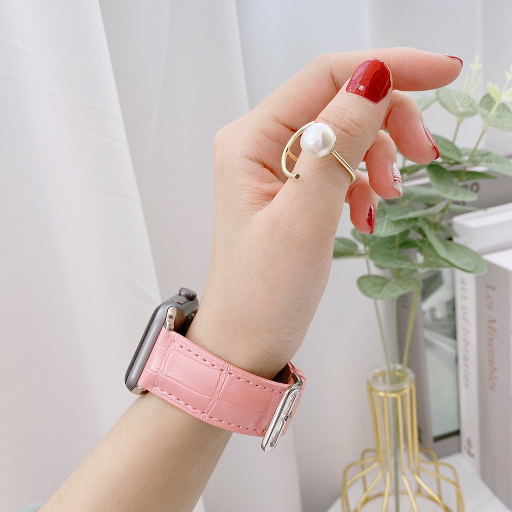 Dây Đeo Đồng Hồ Họa Tiết Da Cá Sấu Cho Apple Watch 38mm 40mm 42mm 44mm T500 W26 U78