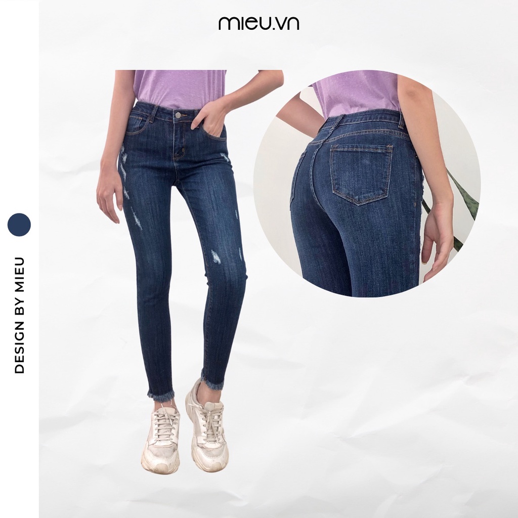Quần skinny jeans MIEU was xước lai tua - FJL30