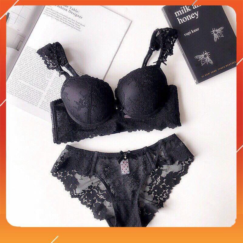 Set bộ đồ lót nữ ren áo không gọng, đệm mút 3cm dành cho các nàng có V1 trung bình nhỏ, Mã B25288