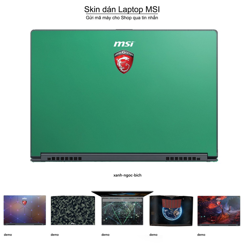 Skin dán Laptop MSI in màu xanh ngọc bích (inbox mã máy cho Shop)