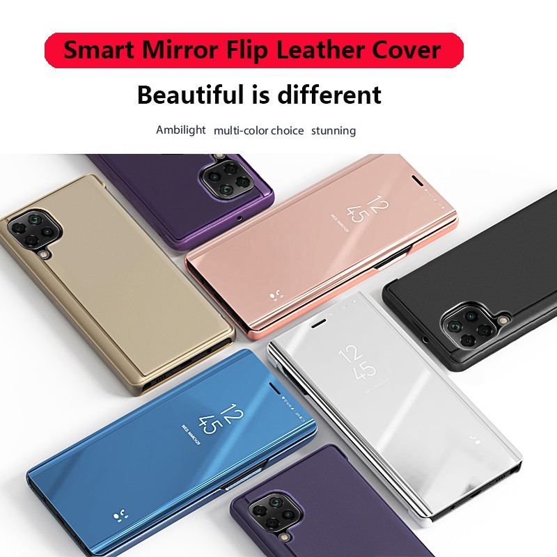 Bao da Huawei Ốp lưng điện thoại dạng gương  Huawei Nova 7i P40 lite vỏ BẢO VỆ Clear Smart Mirror View Flip Leather Case Stand holder Hard Protection shell Cover