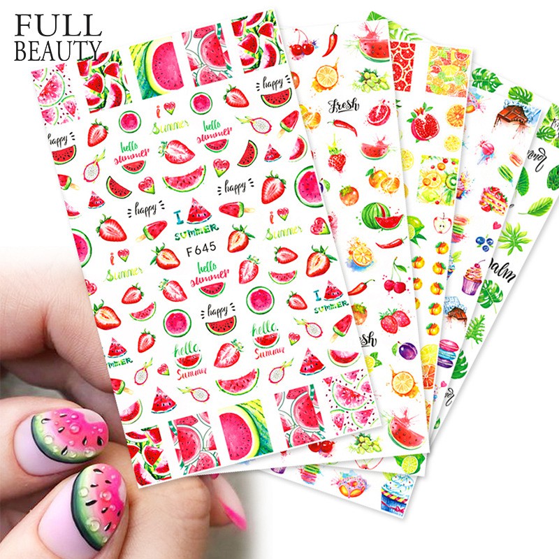 Nail Sticker Hoa Quả - Dán Móng Tay - Lẻ 1 Tấm