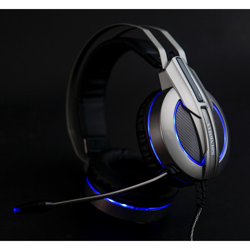 Tai nghe chup tai gaming có đèn SoundMax AH712 jack cắm usb dùng cho máy tính bàn laptop