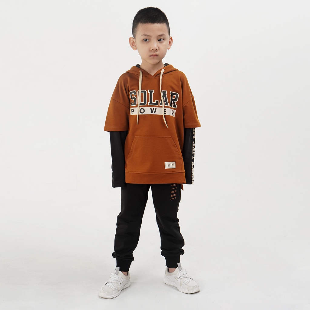 Áo hoodie trẻ em SAYME áo nỉ mũ tay 2 lớp vải da cá dày dặn ấm áp KCHO0010