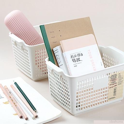 Giỏ nhựa đựng đồ dùng hình tròn / vuông để bàn đa năng gọn gàng