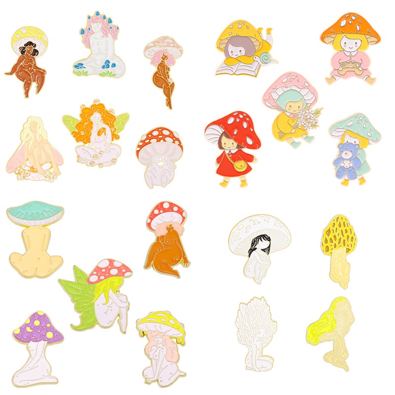 Set 20 Ghim Cài Ba Lô Tráng Men Hình Nấm Cho Bạn Bè